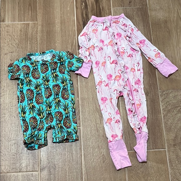 Flamingo and Pineapple Kids One Piece Set - Picture 1 of 4